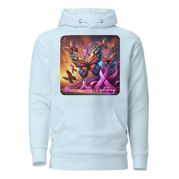 Never Stop Fighting Hoodie with Butterfly and Ribbon Design 🎊🎊🎊HOST PICK 🎊🎊🎊 - Picture 5 of 13